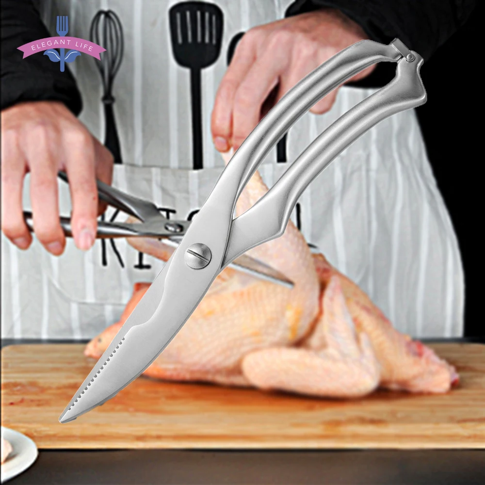 

Stainless Steel Kitchen Scissors Chicken Bone Fish Duck Poultry Scissors Cutter Shear Snip Cook Kitchen Gadgets Tool Safety Lock