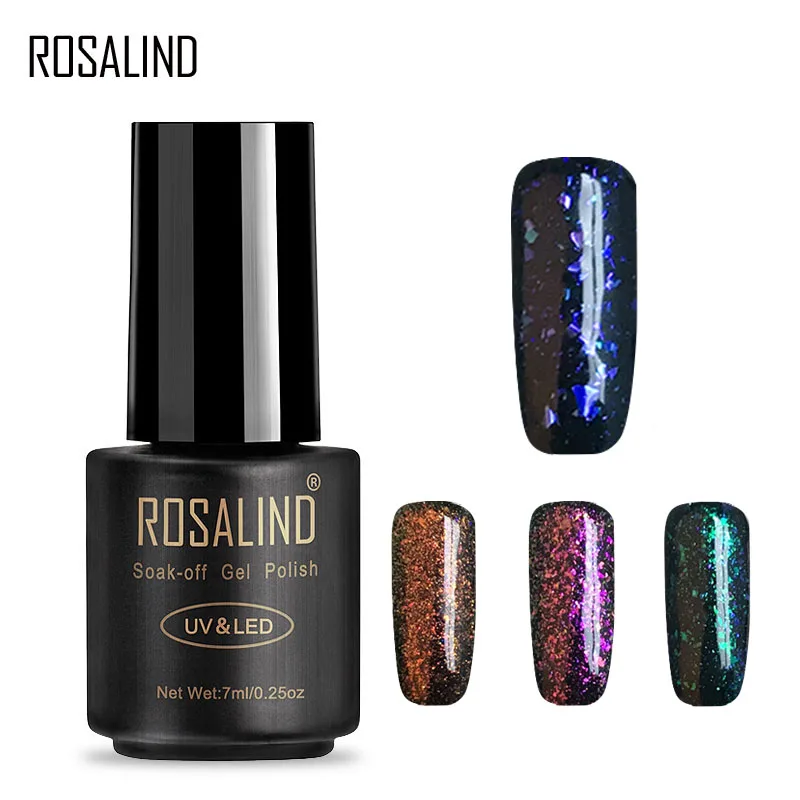 ROSALIND гель 1S 7 мл Блестящий гелиевый лак для ногтей цветной блестящий УФ