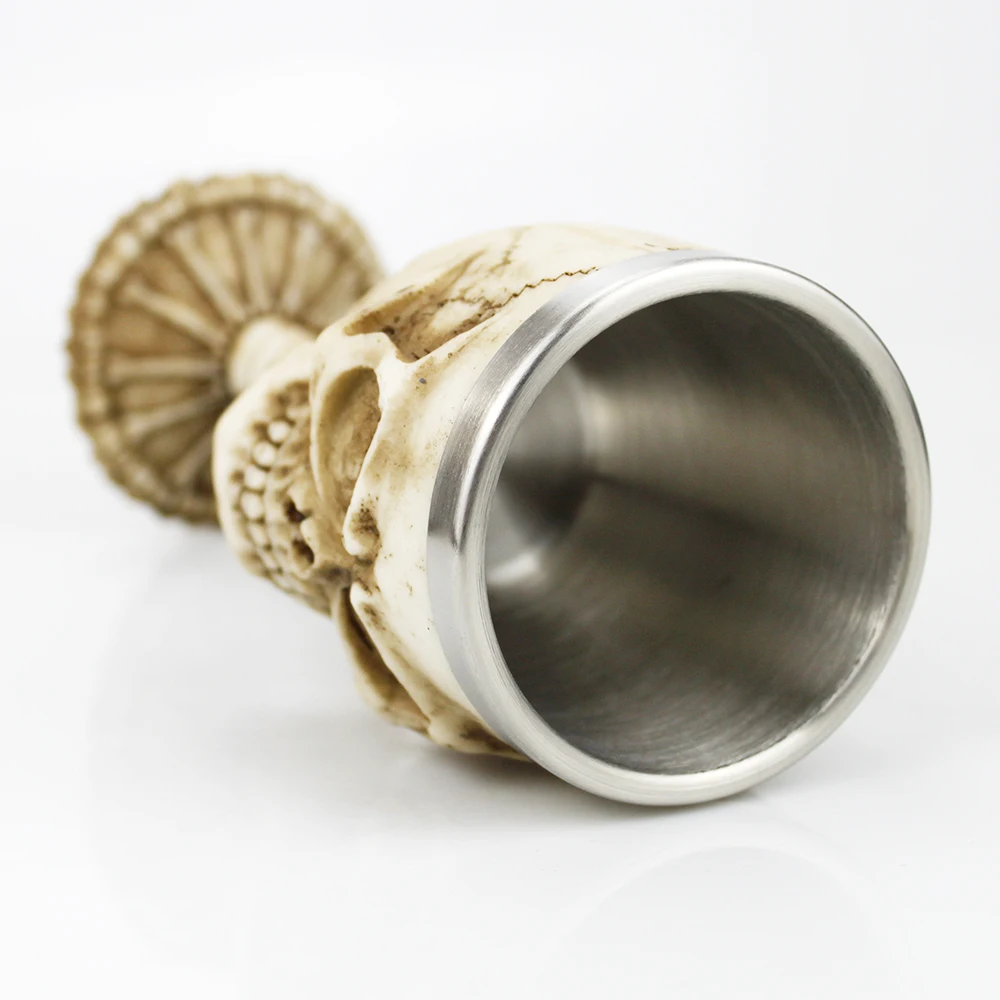 Винный бокал с 3d черепом и двойным слоем из нержавеющей стали смолы Готическая