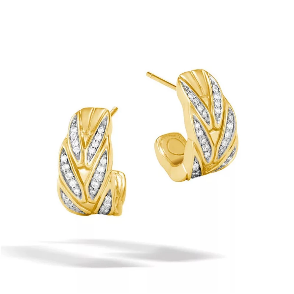 Free shipping New Delicate and Luxurious Lady's Earrings High Quality Micro-inlaid Creative Leaf/Feather Ear Jewelry | Украшения и