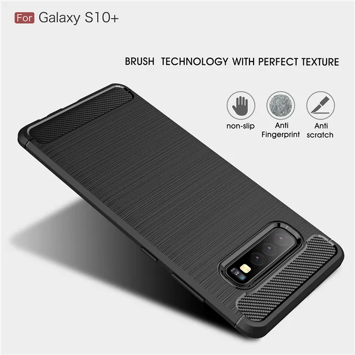 Carbon Fiber For Samsung Galaxy S10 Shockproof Soft Silicone Case for Plus S10E E Protective Coque | Мобильные телефоны и