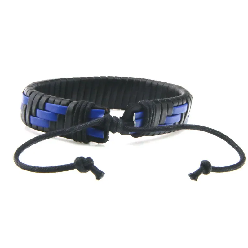Latest Popular Adjustable Leather Bracelet For Men Charm Vintage Blue Weaving Wrap Couples Bracelets | Украшения и аксессуары