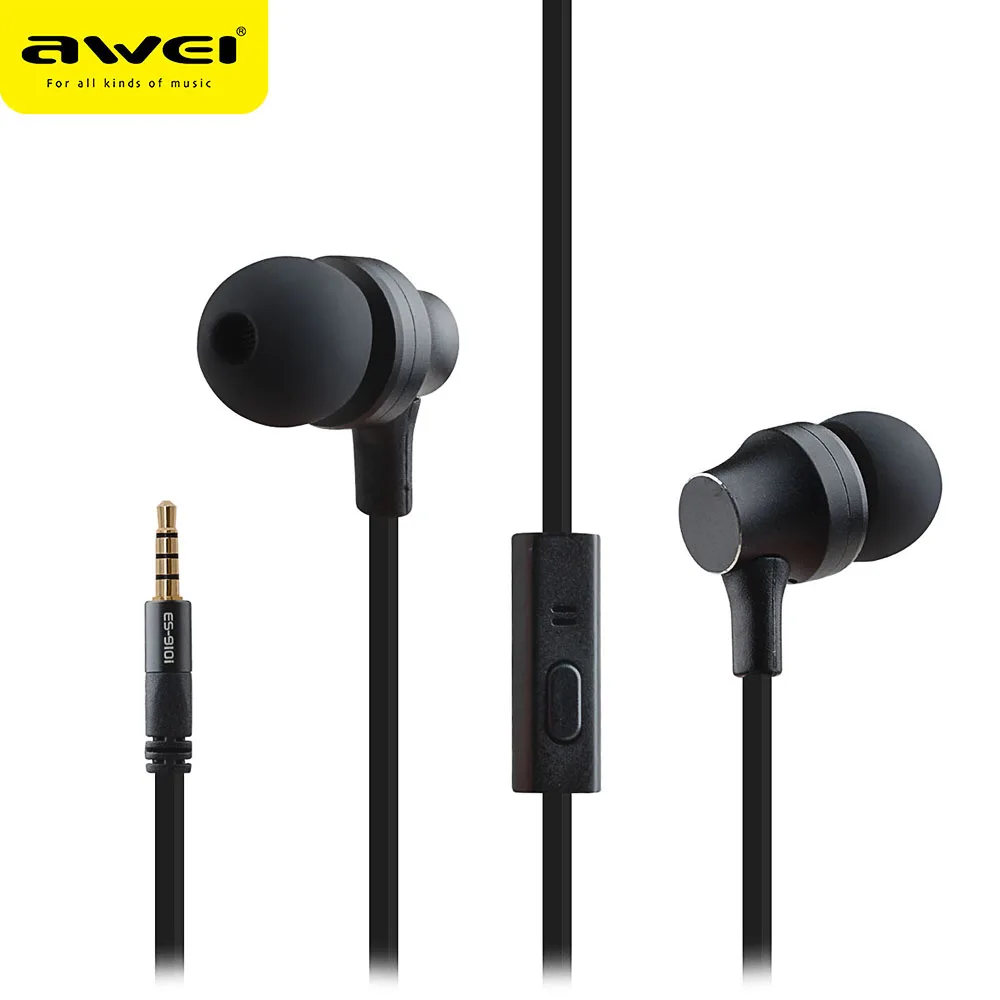Awei Handsfree Headset Earphone Wired Headphone Head For In Ear Phone Bud Computer PC Earbud In-Ear Earpiece Auricular Handfree |