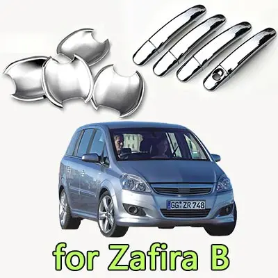 Для Opel Zafira B хромированная накладка на дверные ручки набор из 4 шт. для Vauxhall Holden Zafira Семейные пластиковые аксессуары для стайлинга автомобилей - Цвет: Handle and Bowl