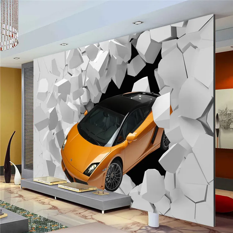 3D обои с изображением спортивного автомобиля огромная настенная роспись