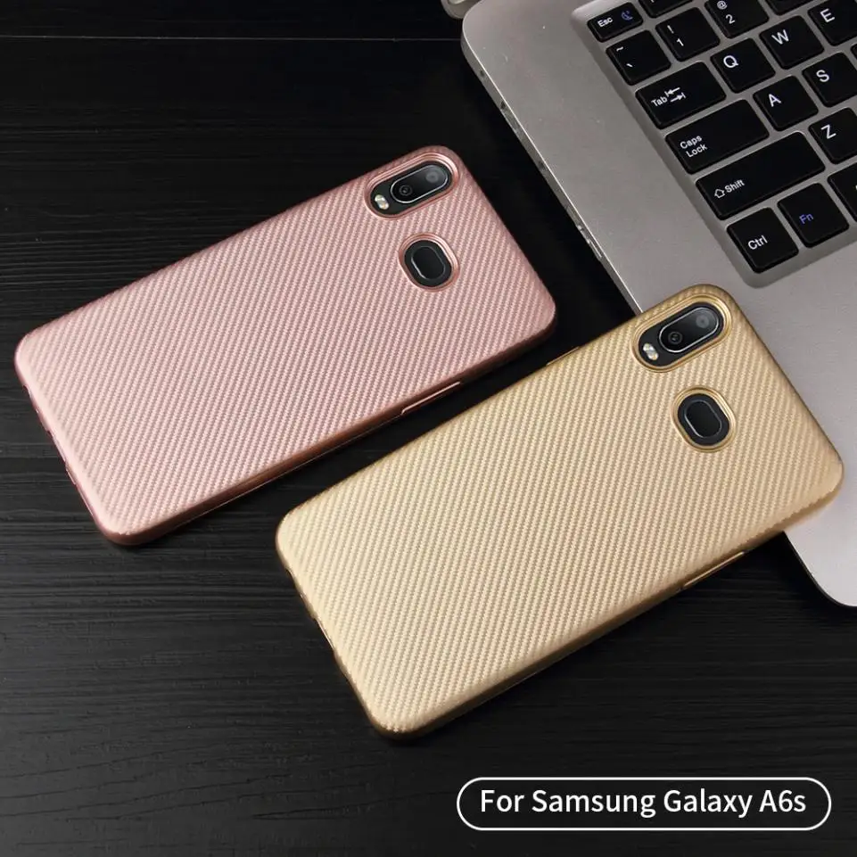For Samsung Galaxy A6s/A8 Star Case Ultra Thin Slim Solid Carbon Fiber TPU Soft Back Shell Mobile Phone Protection Cover |