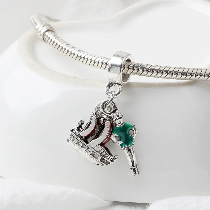 5PCS New Green Enamel Cloth Boatman Red Sailboat Charm Zinc Alloy Pendant Fit Original DIY Bracelet Women Male Jewelry Making | Украшения и