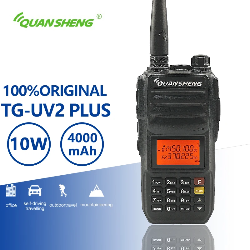 

QuanSheng TG-UV2 Plus 10W Long Range Talkie Walkie 10 KM 4000mAh Vhf Uhf Dual Band Long Standby Two Way Radio Amador Transceiver