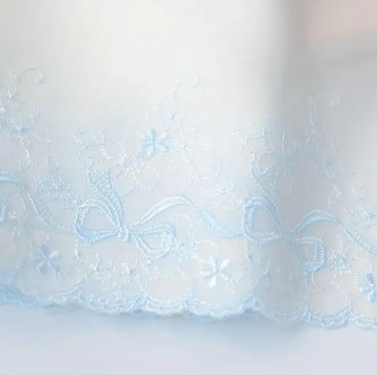 blue 16cm chiffon 1 метр Зеленый Синий вышитая ткань кружево шифон кружевная отделка кружевная лента DIY материалы для рукоделия аксессуары для одежды 16 см/20 см - Цвет: blue 16cm chiffon