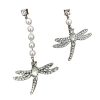 dragonfly hanging dangle drop earrings for women trendy cute pearl crystal earring fashion jewelry