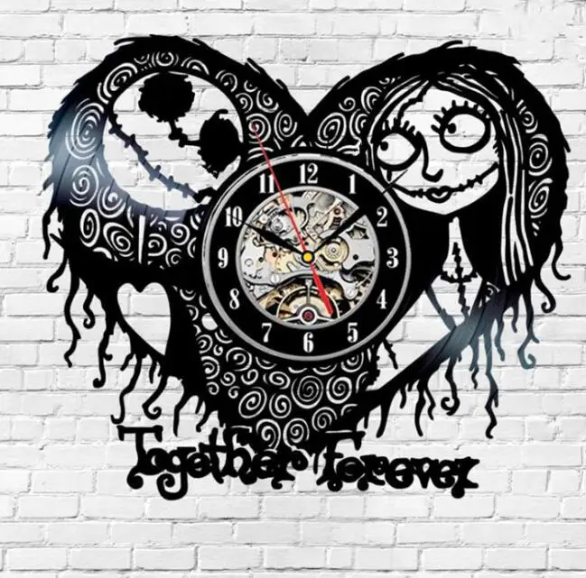 12 дюймов диаметр настенные часы черный винил LP запись Кошмар перед Рождеством