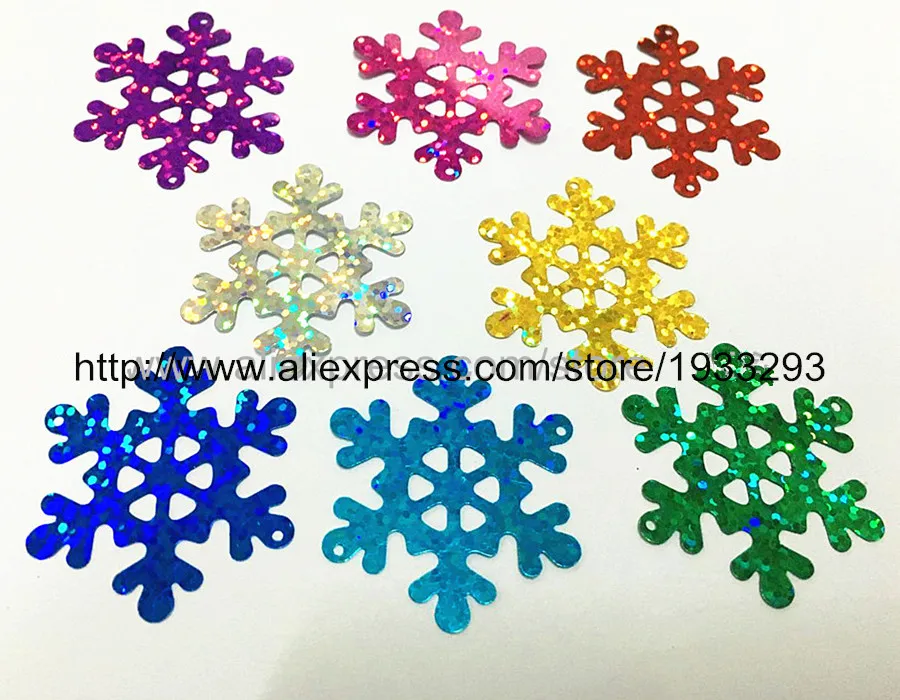 Плоские круглые голографические Блестки из ПВХ снежинка россыпью 40 мм 200