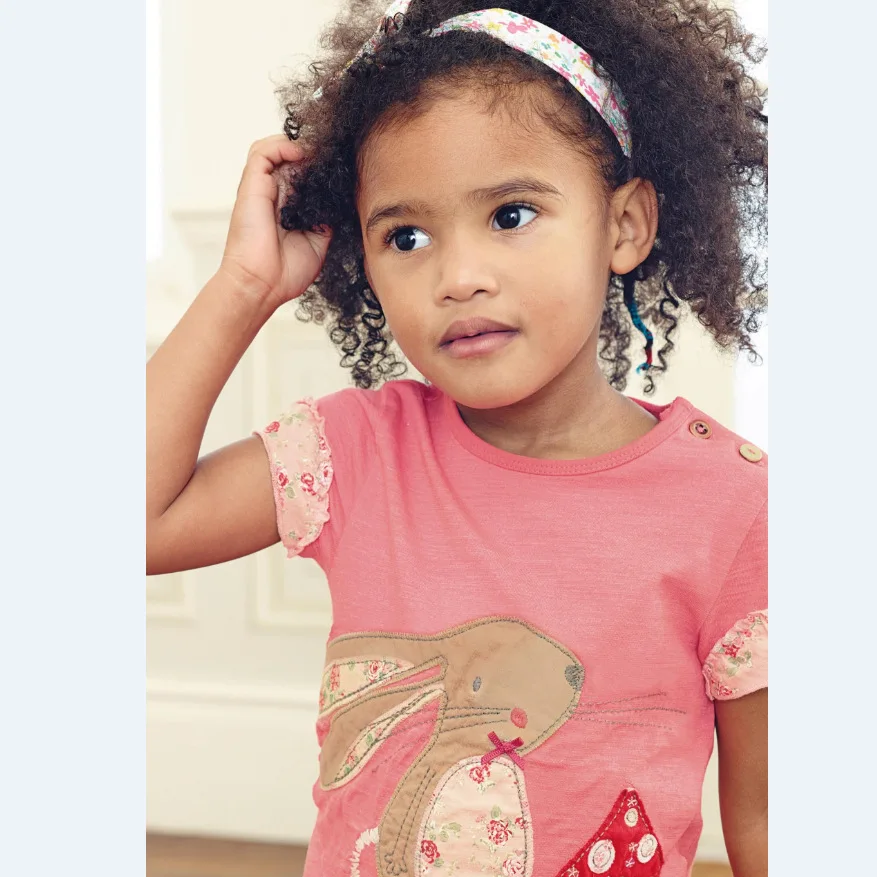 2017 Девушки Летние Повседневная Одежда Малыша Милые Футболки С Кролик Девушка 100%