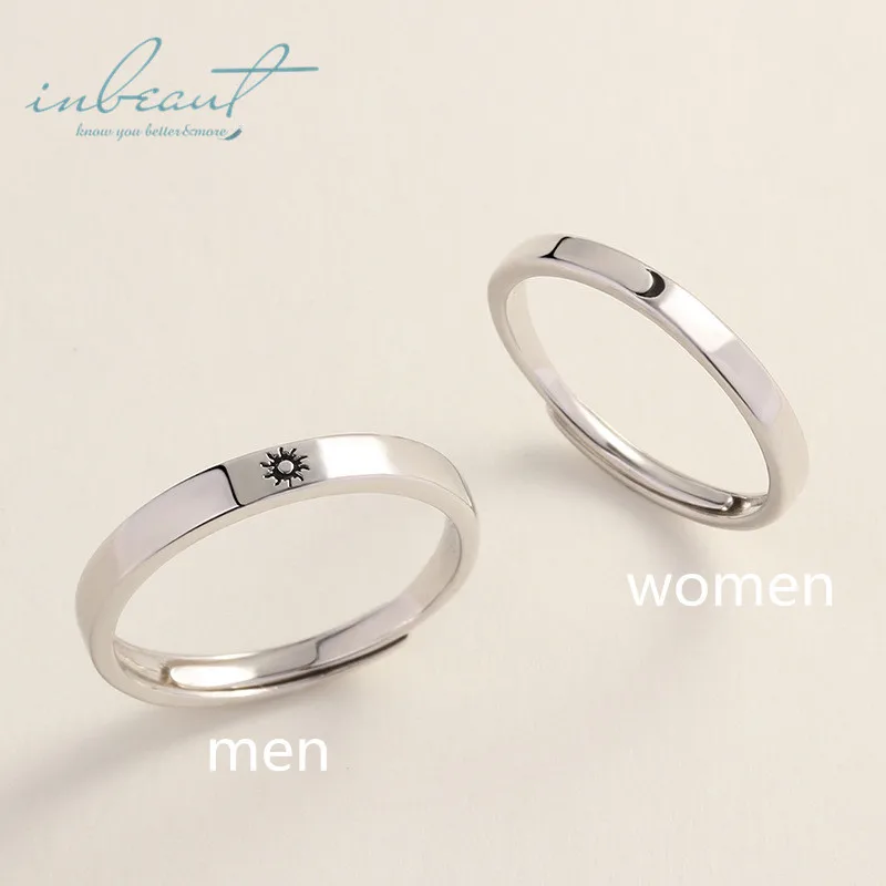 Серебряные парные кольца inbeaut 925 пробы с солнцем и луной ручная работа день ночь