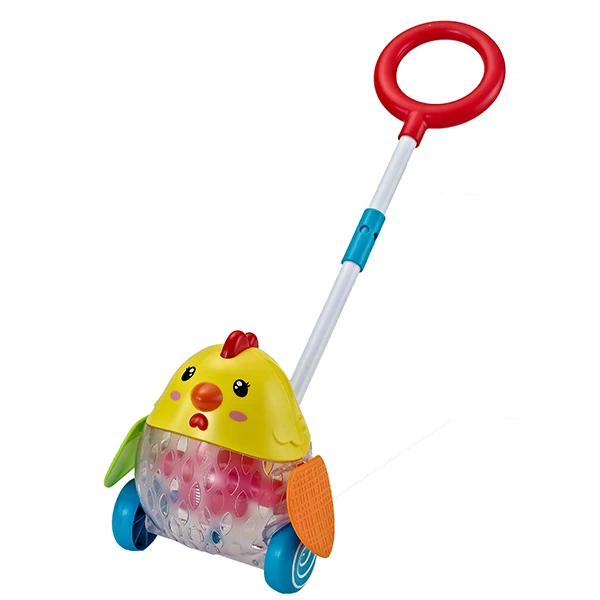 Детские игрушки Push& Pull, игрушки для малышей, птицы, горизонтальная горка для младенцев, для раннего развития, одиночный стержень, ручная толкаемая мультяшная тележка - Цвет: chicken