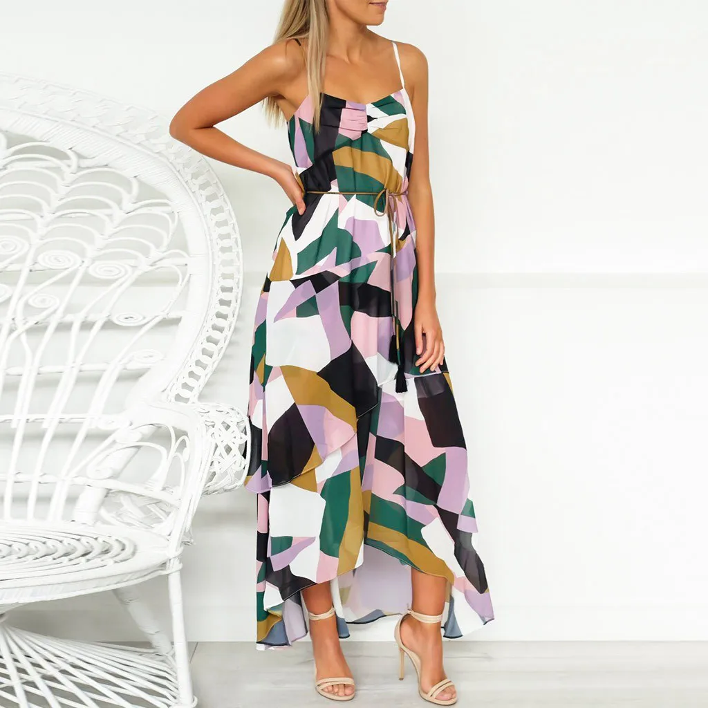 Платье SAGACE женское из полиэстера с длинным рукавом и принтом|Женские платья| |