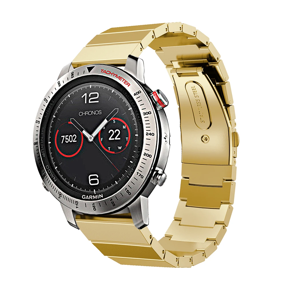 Качество для Garmin Fenix Chronos одноцветное Нержавеющая сталь ремешок из Металла