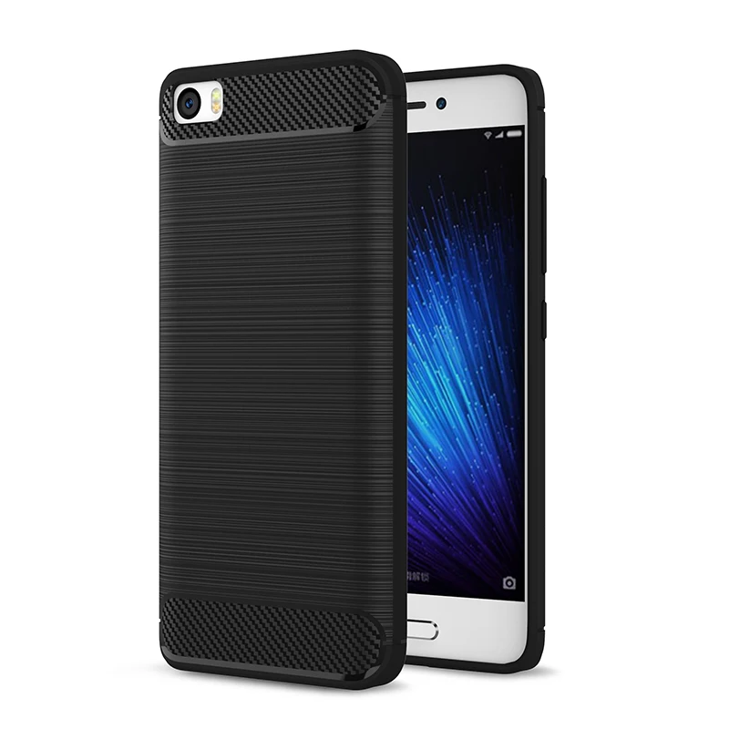 Чехол MAKAVO для Xiaomi Mi 5 текстура из углеродного волокна Матовая Мягкая силиконовая