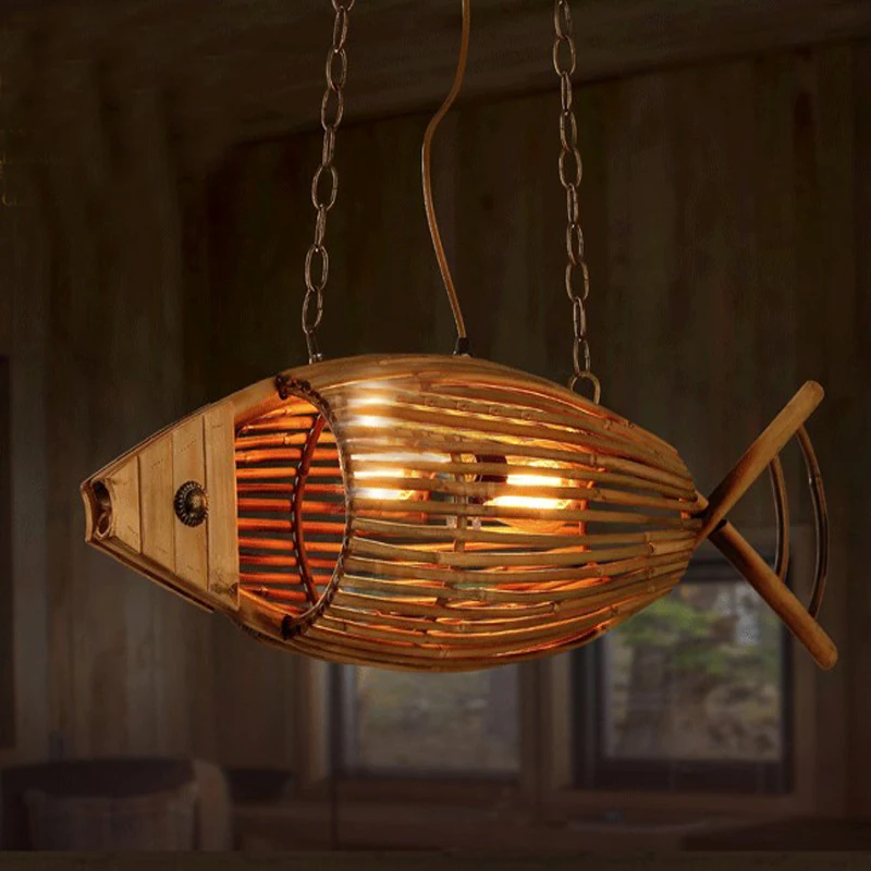 

Creative Hand Crafted Bamboo Fish Led E27 Pendant Lights for Living Room Bar Dining Room Shop Coffee shop decoration