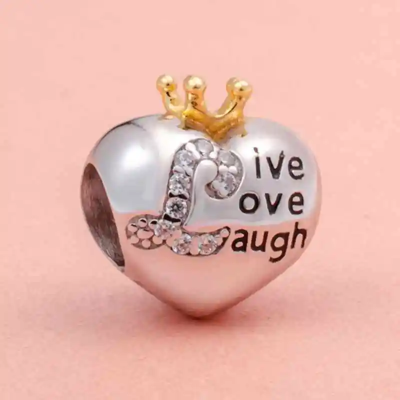 Choruslove Royal Crown Charm Genuine 925 Sterling Silver Love Heart Bead fit Pandora Original Charms Bracelet DIY Jewelry Making | Украшения