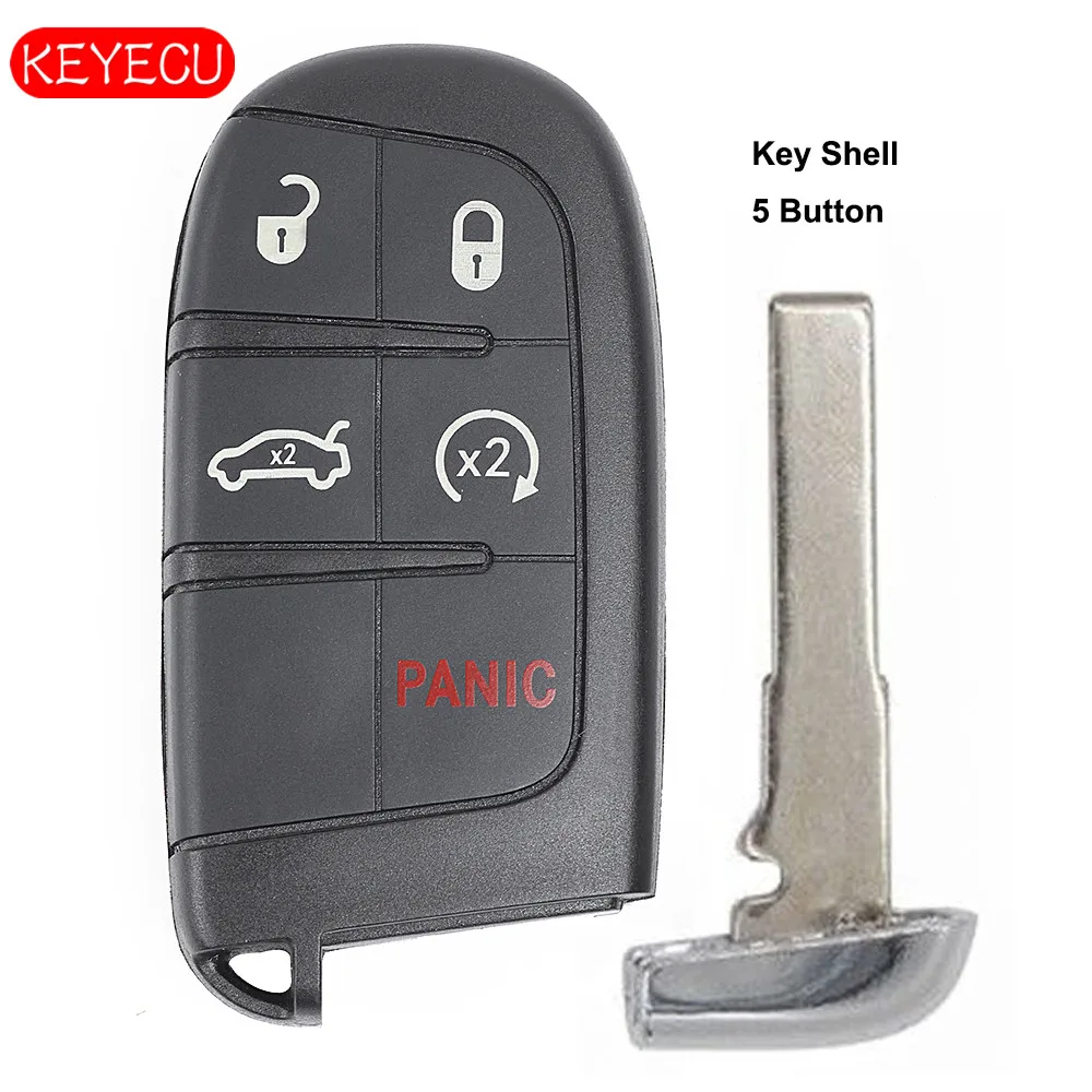 Keyecu Smart Remote Key Shell Fob 4 + 1 кнопка Замена для Fiat 500L Jeep Renegade-FCC: M3N-40821302 | Автомобили и