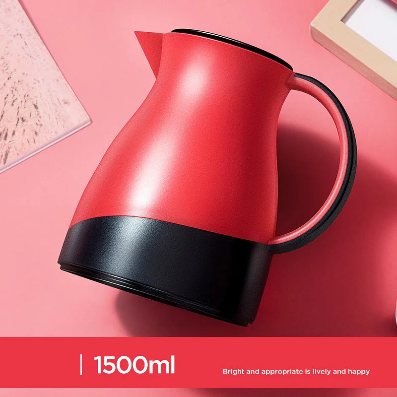 Red Thermos 1500 мл термосы с двойными стенками, стеклянный термос, чайник, креативная кофейная изоляционная кастрюля, милая бутылка для горячей воды, большая емкость - Цвет: Red Thermos