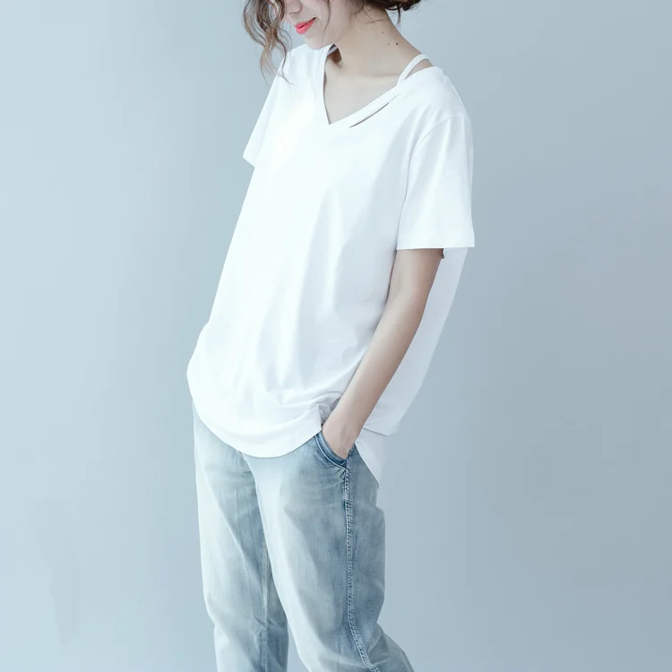 2019 Для женщин футболка короткий рукав свободные однотонные Цвет s простая