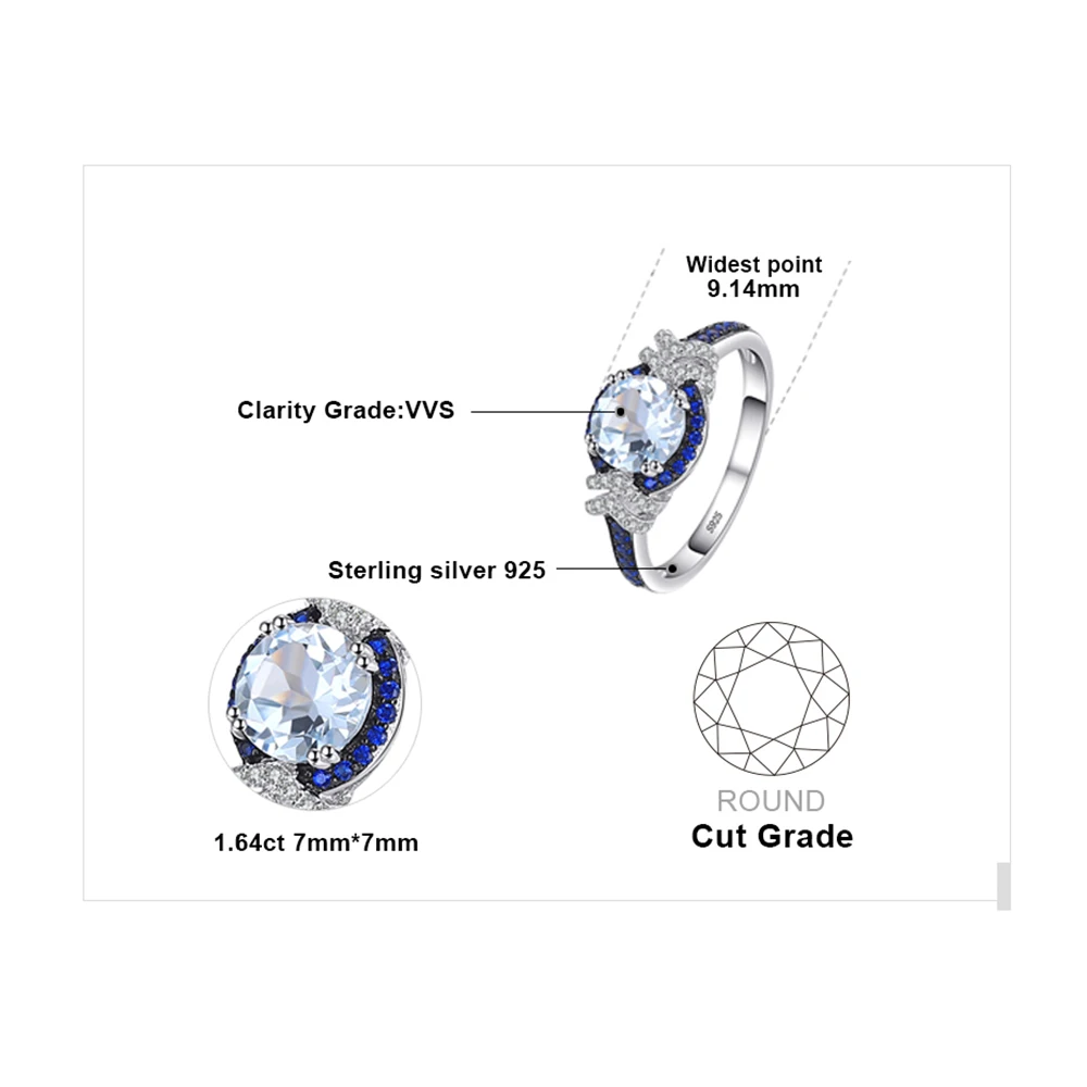 Ювелирные изделия из настоящего голубого шпинеля Топаз Кольцо 925 пробы