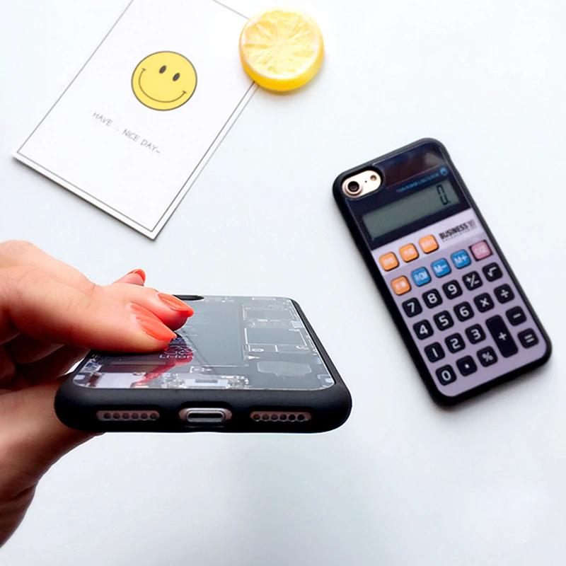 WEIYU Phone cases For Apple iphone 6 6S 7 X 8 Plus Mirror Calculator Text Soft Silicone Back cover iPhone case Accessories |