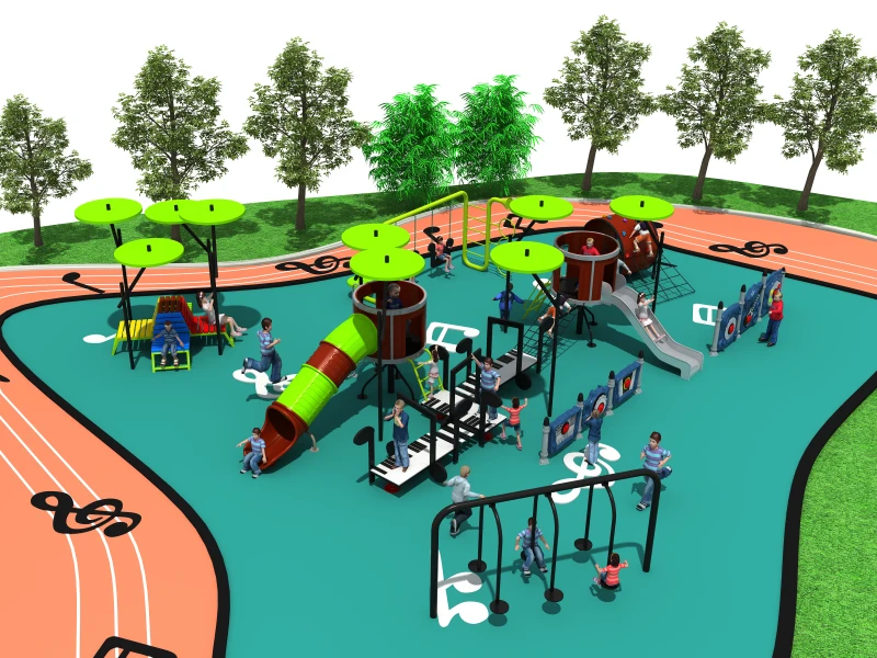 Goede School Amusement Speeltuin Met PE Boord Dak En Staal Dia Voor Kinderpark Muziek Thema Park YLW-OUT180306