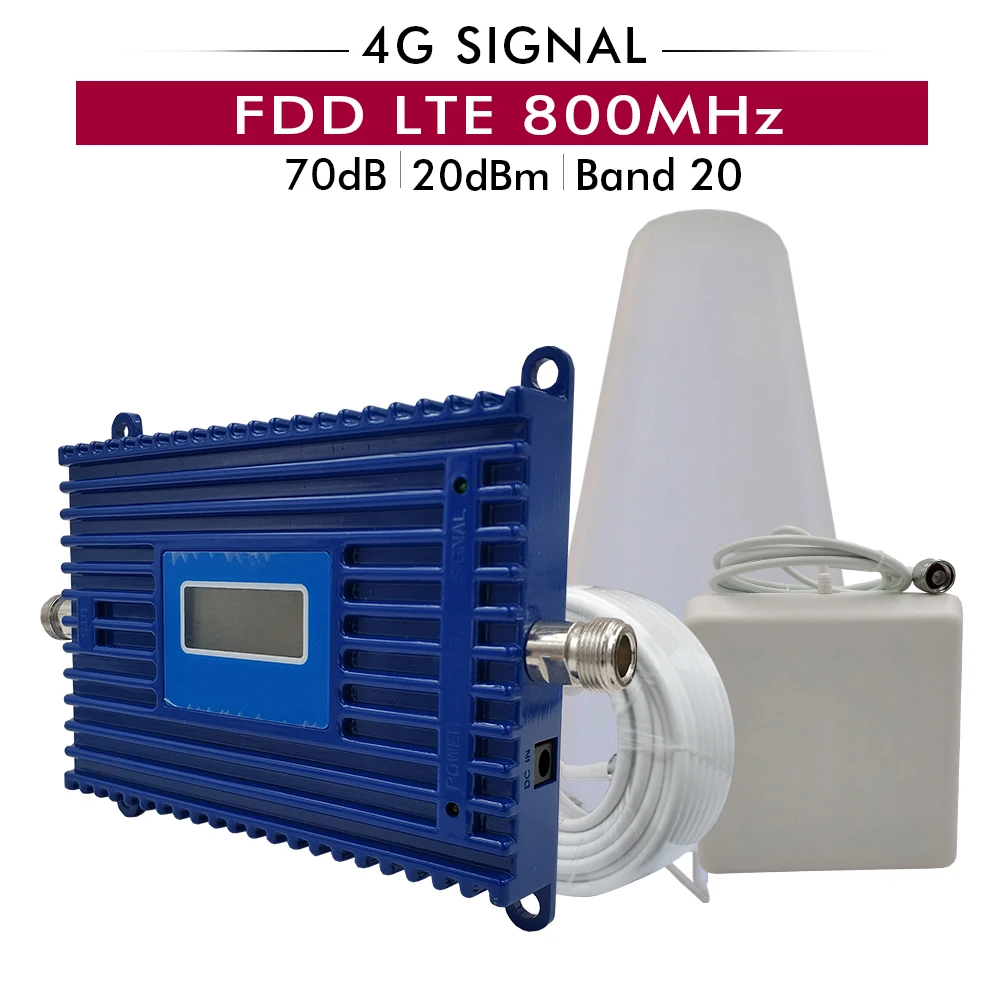 70dB усиления 20dBm (LTE Band 20) 4 г LTE 800 МГц сотовая связь усилитель сигнала сотовый