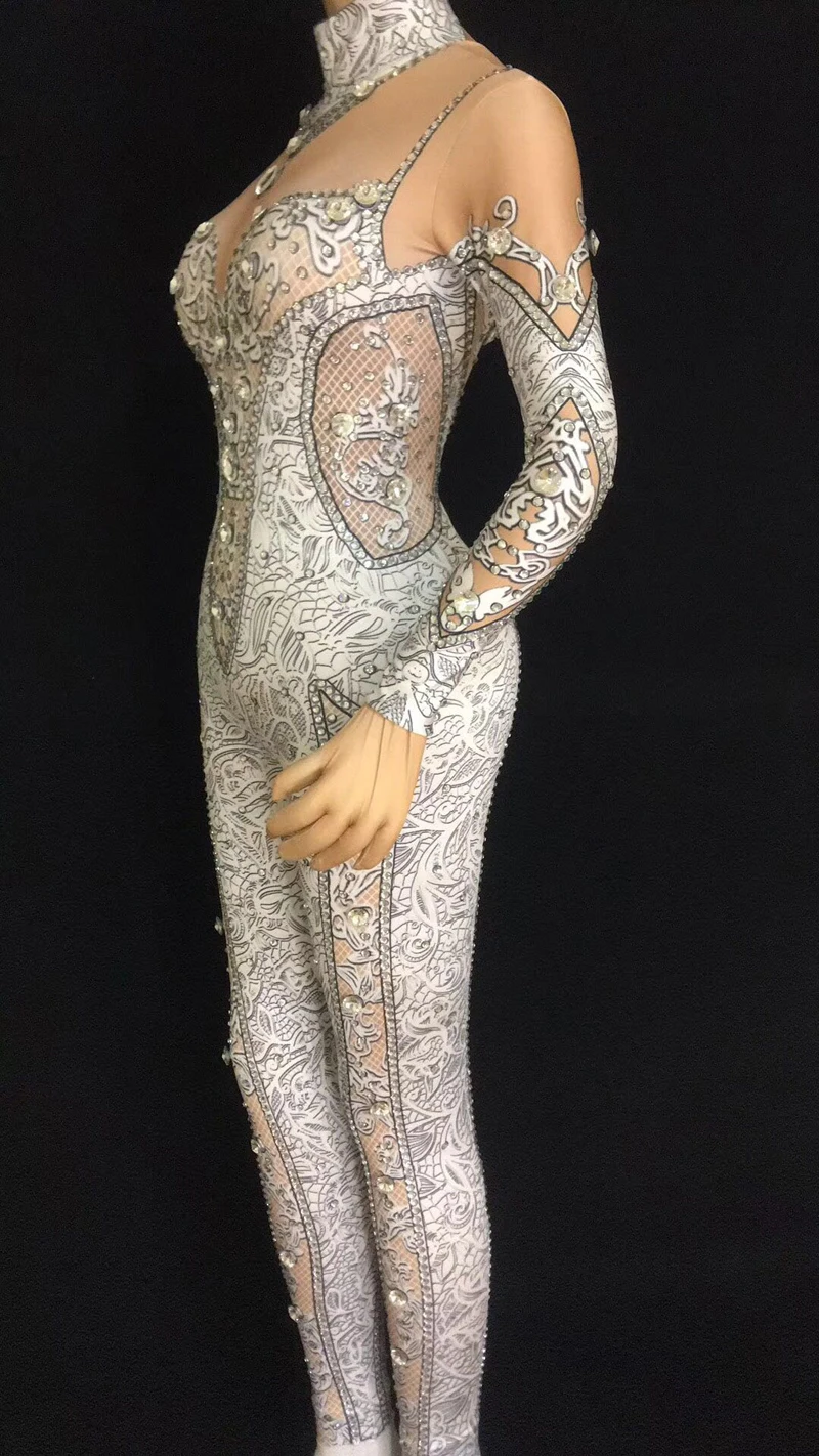 Роскошный танцевальный комбинезон для ночного клуба Блестящий Комбинезон с
