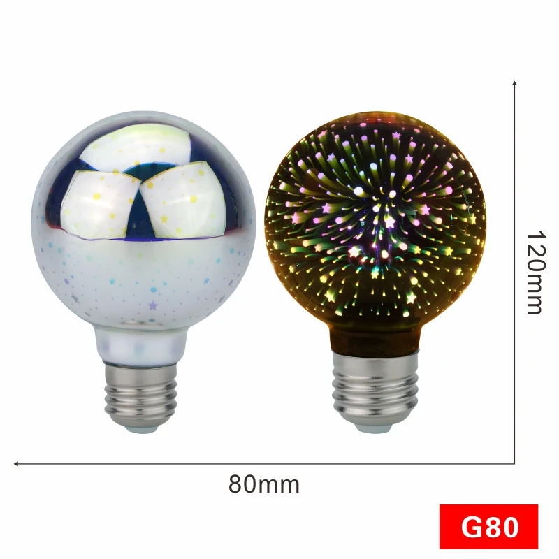 G80 Светодиодные лампочки 3D лампы светодиодные украшения 220V ST64 G95 G80 G125 A60 E27 Праздничные огни Новинка рождественские лампы Lamparas - Испускаемый цвет: G80
