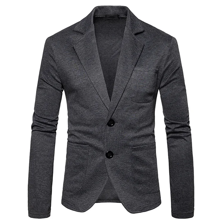 Dark Gray Мужские трикотажные костюмы блейзеры Модный повседневный приталенный пиджак на пуговицах мужской пиджак Terno Masculino 2XL мужской пиджак - Цвет: Dark Gray