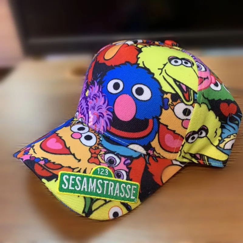 Милая мультяшная Кепка Улица Сезам кепки аниме эмо хип-хоп мягкая бейсболка для