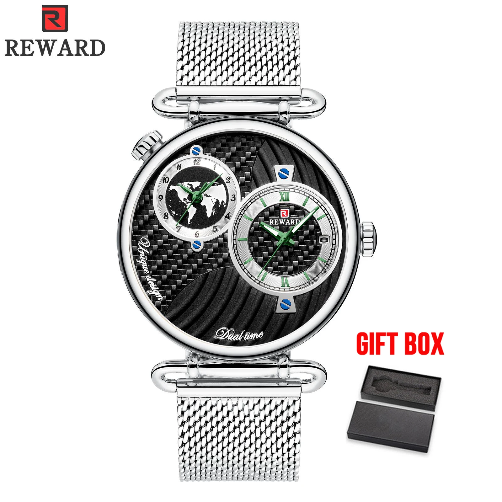 silver black box Наручные часы водонепроницаемые мужские s часы лучший бренд класса люкс спортивные тонкие сетчатые кварцевые часы для мужчин Relogio Masculino erkek kol saati - Цвет: silver black box