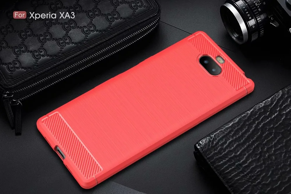 For Sony Xperia XA3 Case Carbon fiber textured silicone soft cover Ultra Cell Phone Back Cover |