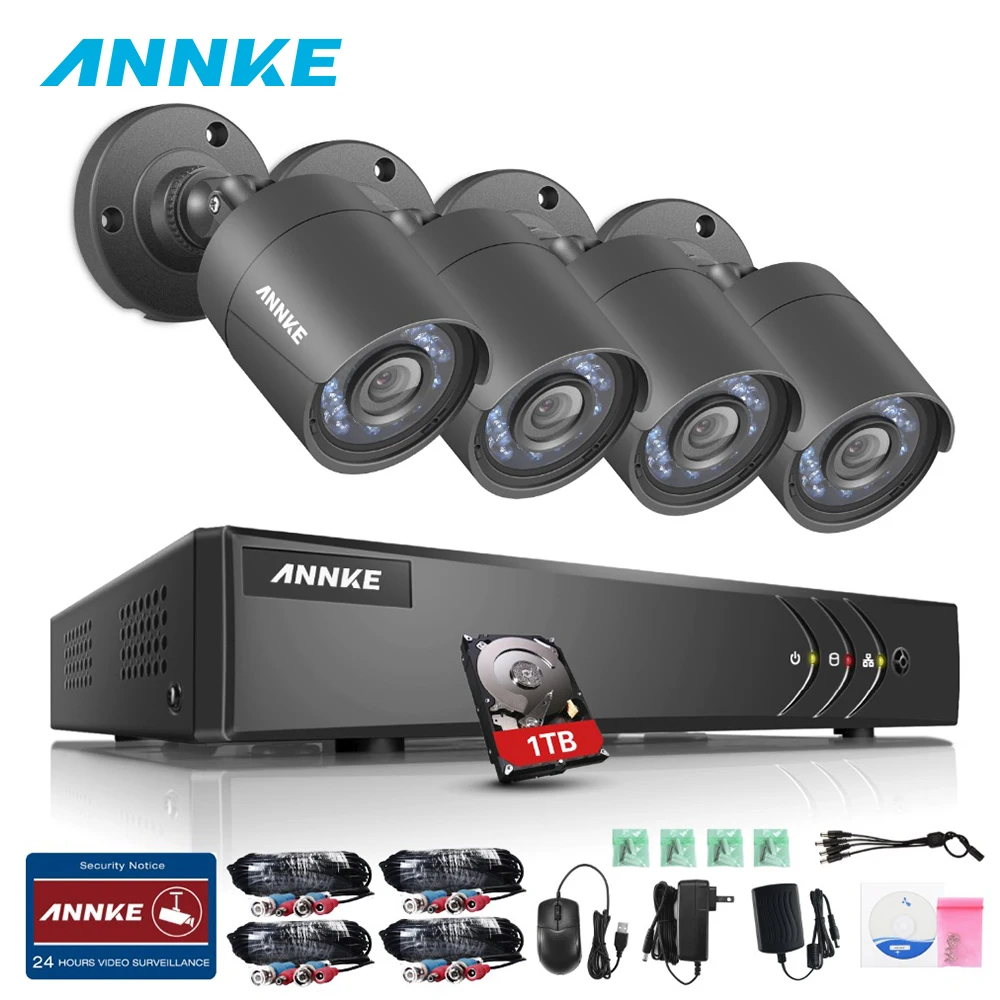 ANNKE 100 Вт 4CH FHD 5in1 системы видеонаблюдения 720 P видео регистраторы 4 шт. TVI Открытый