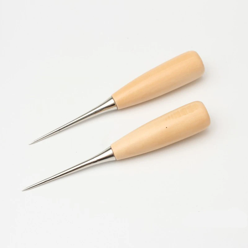 2Pcs Positioning Drill Tools Handmade leather tool Pointed Wooden handle Awl For Leather Hole Punches Leathercraft tools WYQ | Дом и сад