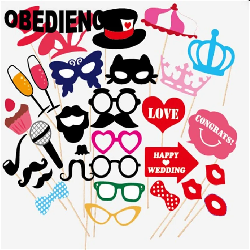 Послушание 31 шт. Усы на палочке фотобанк реквизит фотобудка смешные маски