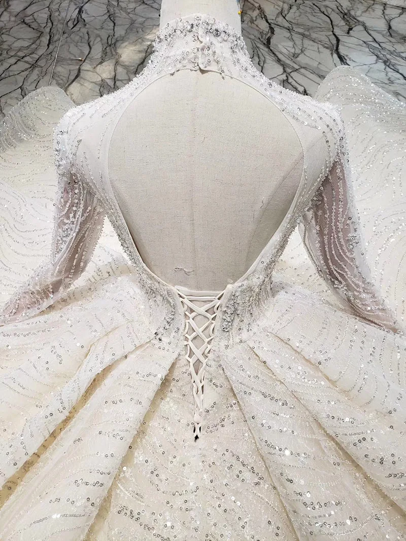 WONDMOND vestido de noiva высокое бальное платье с круглым вырезом Роскошные свадебные