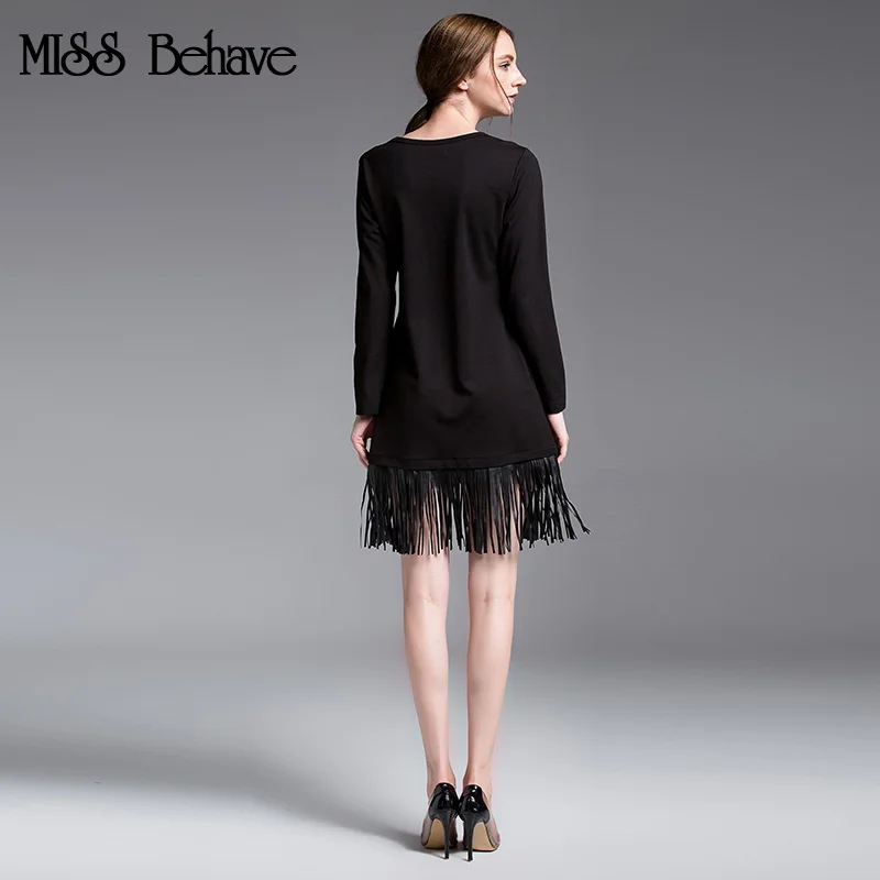 Мисс ведут себя Новинка 2017 Большие размеры женская одежда в осень с длинными