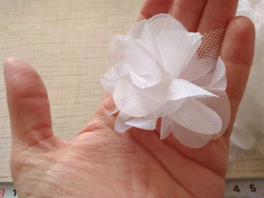 2 ярда/партия приблизительно 24 шт. 3D шифоновые цветы кружево отделка шитье