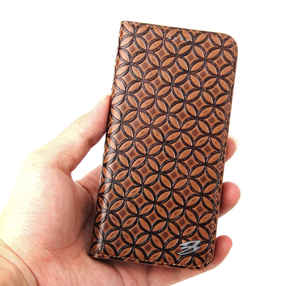 (Коричневый) Fierre Shann для IPhone X Case Натуральная кожа флип чехол iPhone китайская монета