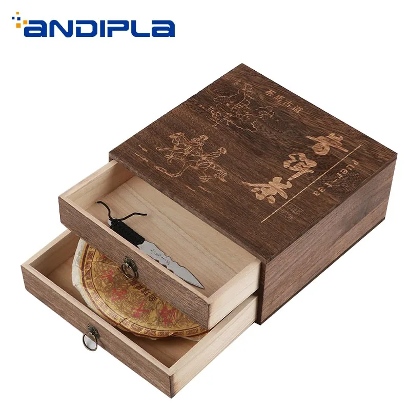 Винтажная деревянная коробка для хранения чая коробки разделителя чайного торта