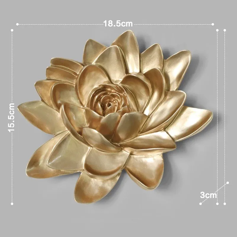 M Gold Lotus NOOLIM Европейский Креативный цветок из смолы на стену, стерео украшение, рукоделие, наклейка на стену украшение, подарок, лотос, пион, рыбка, модель - Цвет: M Gold Lotus