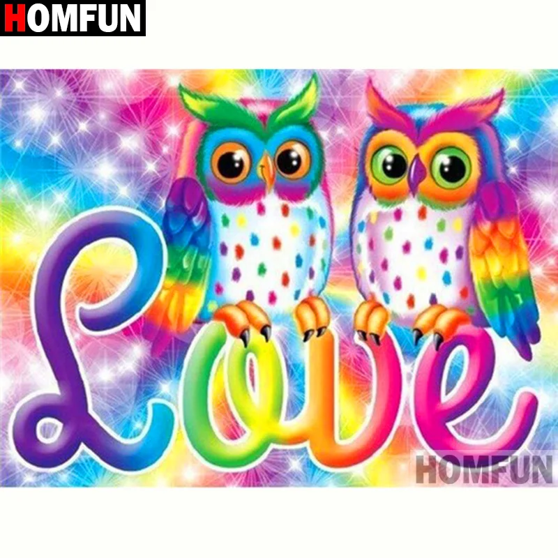 Алмазная 5D живопись HOMFUN Сова картина с полными квадратными/круглыми стразами