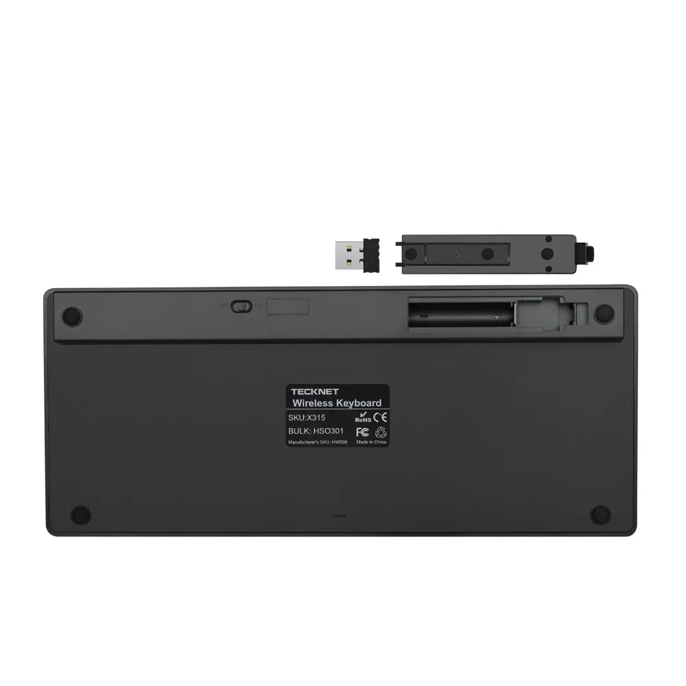 TeckNet 2,4 ГГц мини беспроводная клавиатура для Windows Android Smart tv Великобритания раскладка клавиатуры Тихая клавиатура с USB нано приемником
