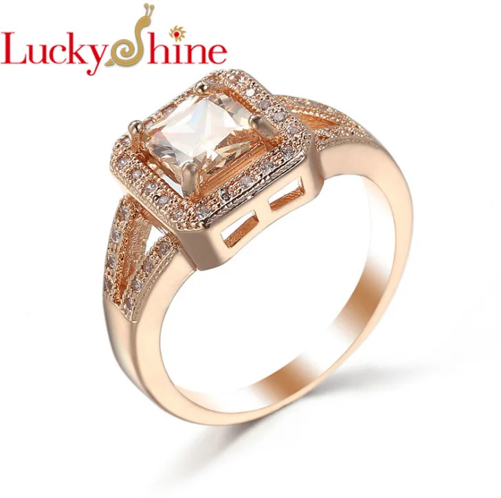 2018 Новые Классические обручальные кольца с кристаллами Fire Morganite циркон розовое