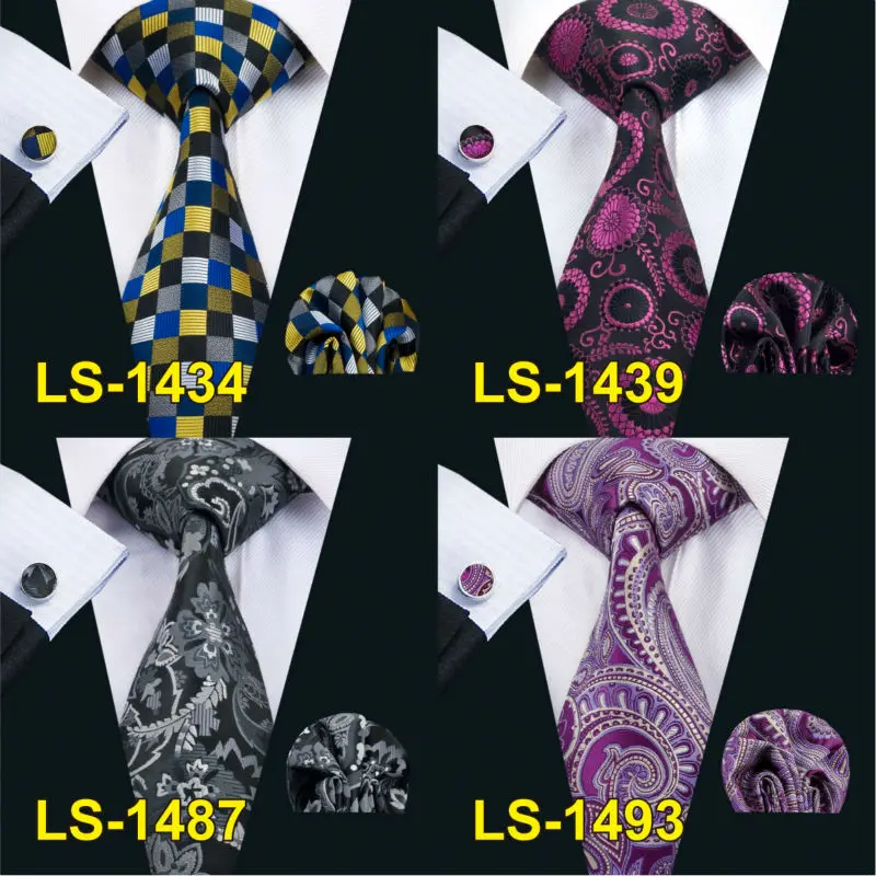 LS-1101, Barry.Wang, мужской галстук, коричневый, новинка, шелковый галстук, запонки, набор для мужчин, формальный, для свадьбы, вечеринки, для жениха, для бизнеса
